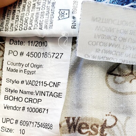 NINE West Vintage America Jeans size 10 Blue Crop Classic Rise Denim - Picture 8 of 8